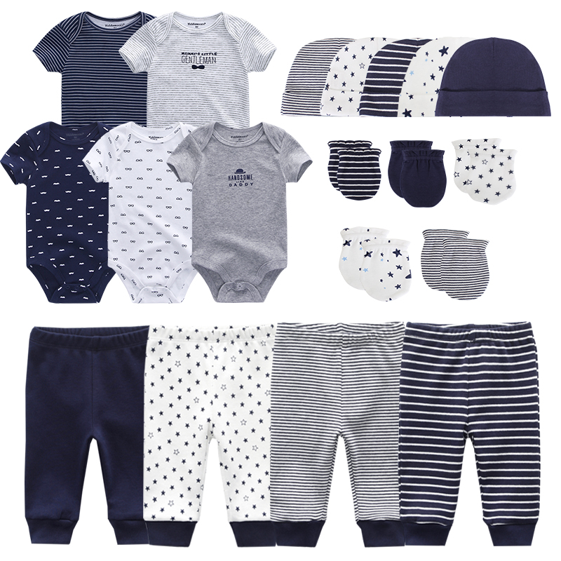 Zestaw ubranek dla niemowlaka chłopca 0-6 miesięcy: garnitur, kombinezon, spodnie, kapelusz, rękawiczki - Wianko - 9