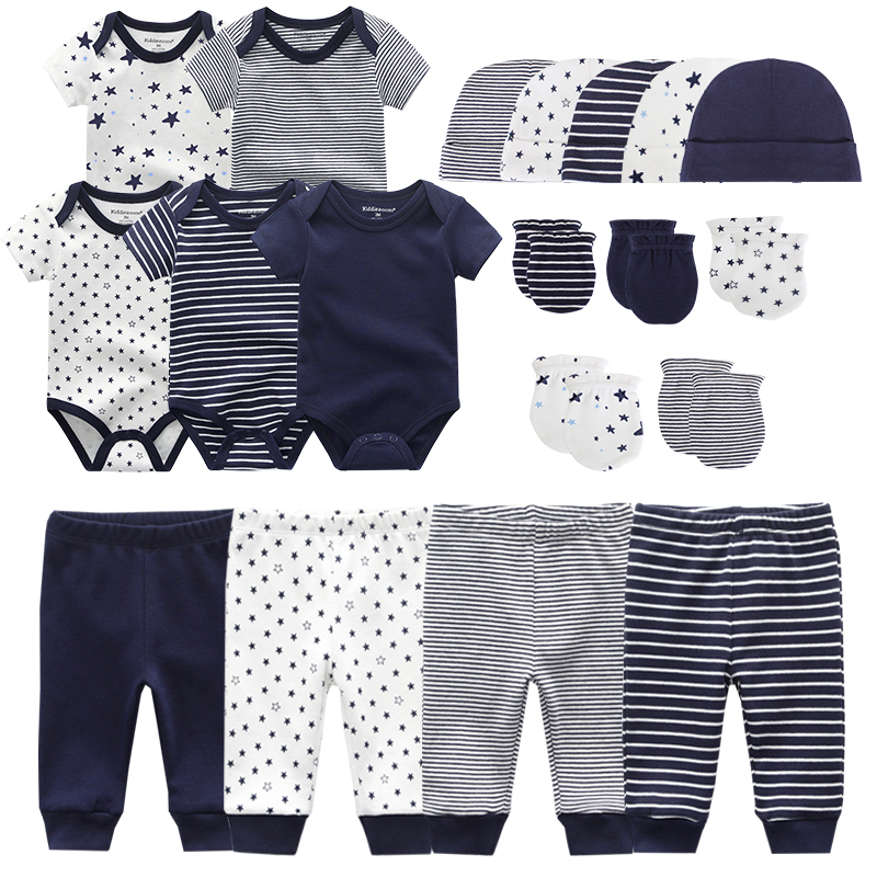 Zestaw ubrań dla nowonarodzonego chłopca: body, spodnie, kapelusz, rękawiczki - 0-6 miesięcy - Wianko - 3