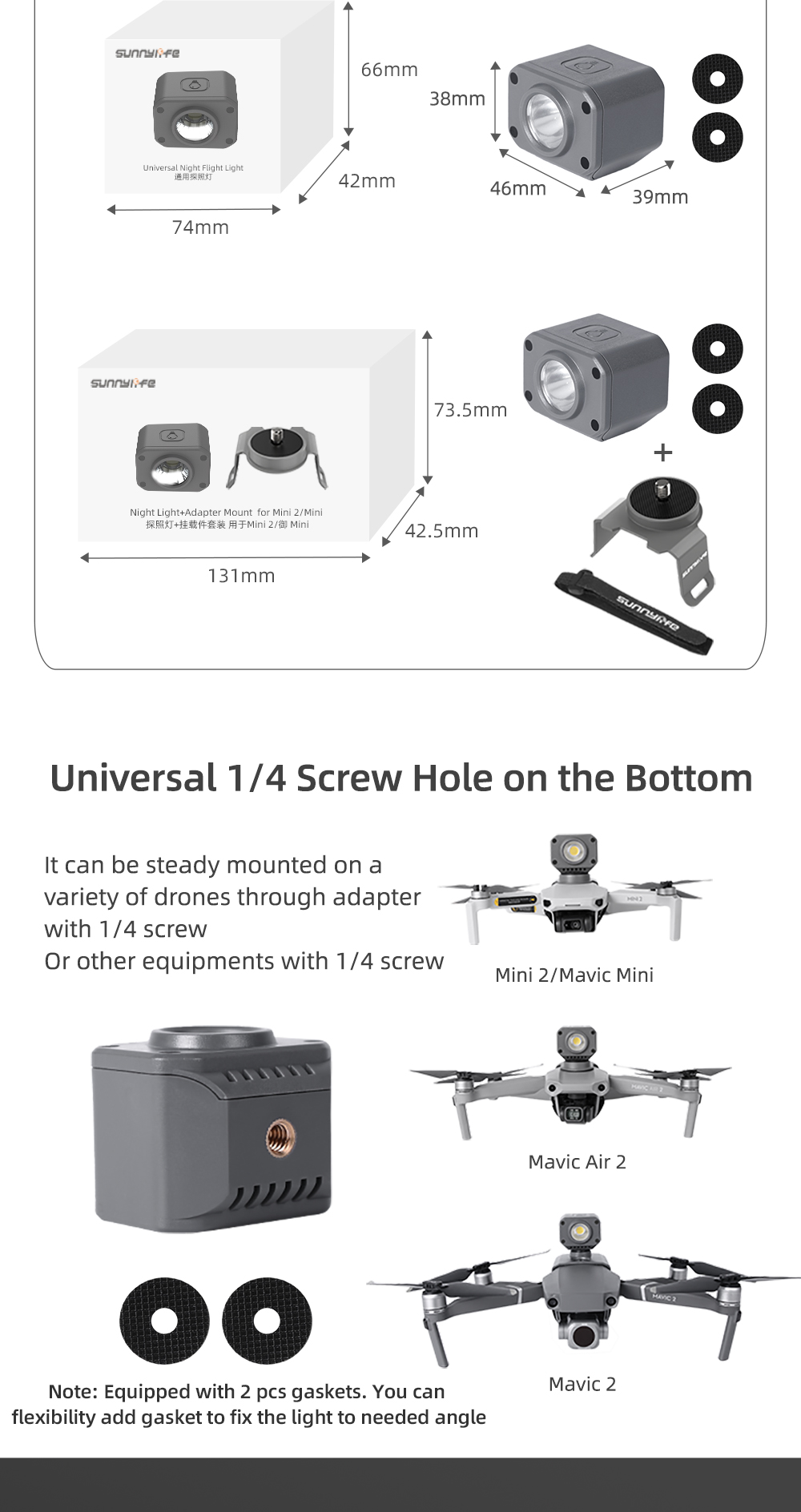 Świecznik nocny do drona DJI Mini 2/Mavic Mini z reflektorem i lampą błyskową - akcesorium do kamery sportowej - SEO_ALT_TITLE - 2