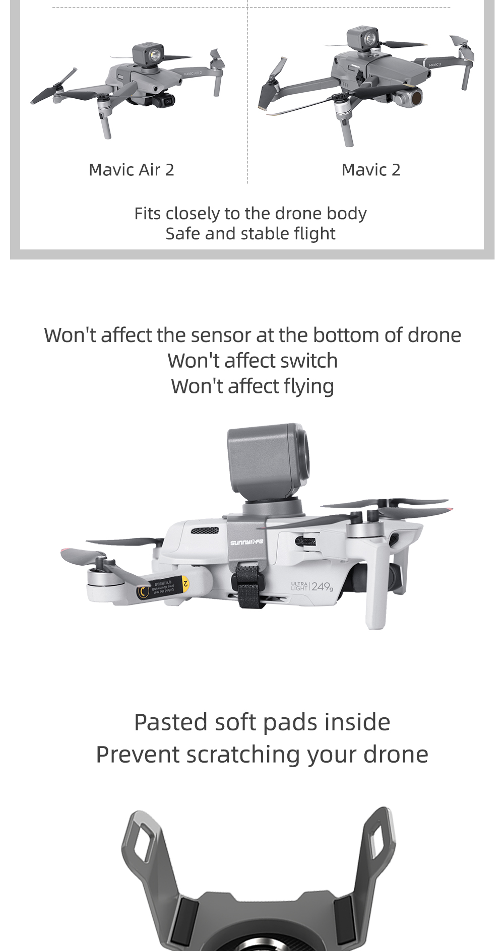 Świecznik nocny do drona DJI Mini 2/Mavic Mini z reflektorem i lampą błyskową - akcesorium do kamery sportowej - SEO_ALT_TITLE - 7