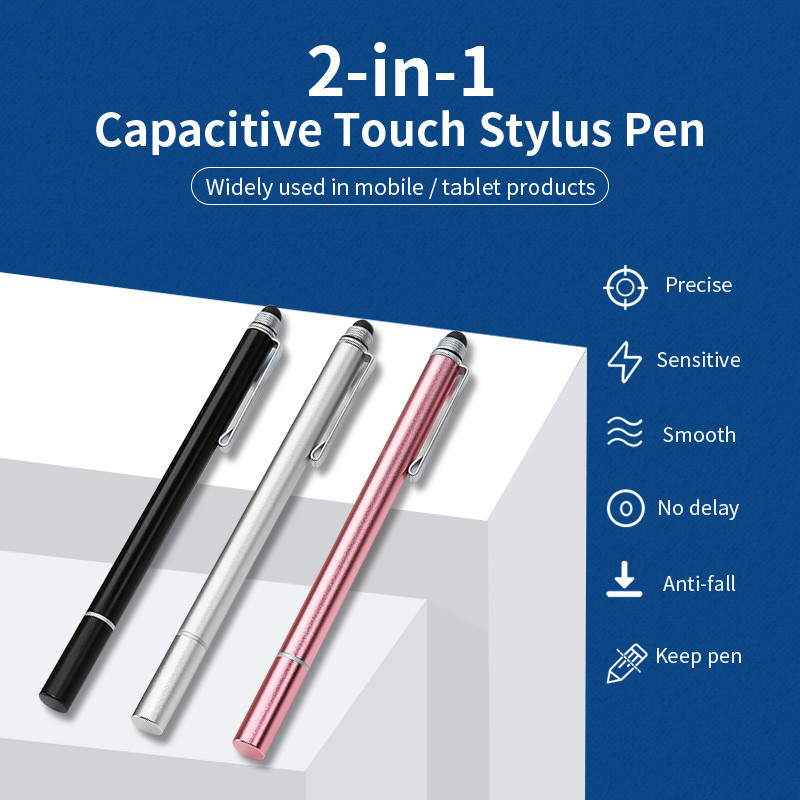 2 In 1 Stylus For Smartphone Tablet Thick Thin Drawing Android Mobile Phone Screen Touch Pen Metal Universal Capacitive Pencil