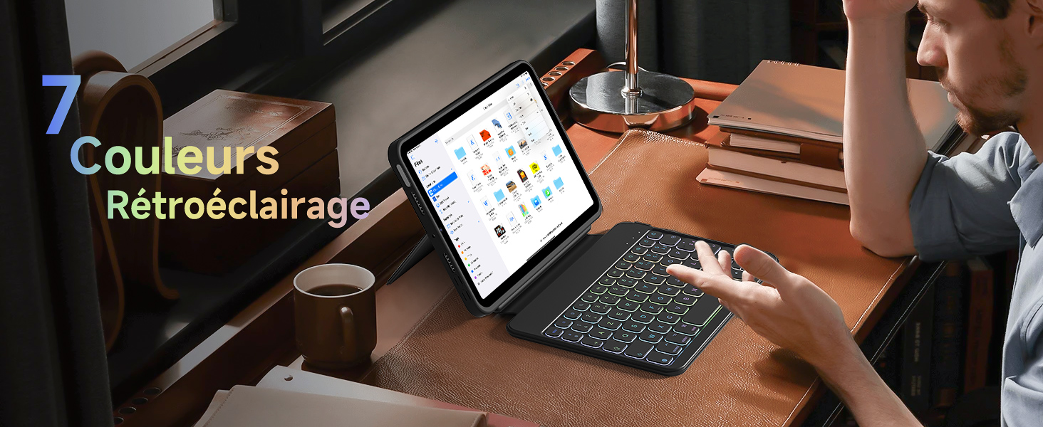 Clavier IPad 9.7 WINCHKING Avec Étui Rétroéclairé - Compatible IPad 6/5 Gen, Air 1/2, Pro 9.7 - Italien Noir