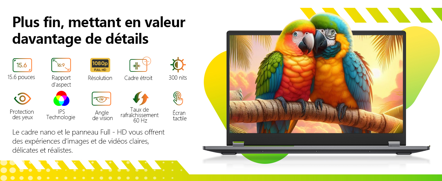 15,6 Pouces Ordinateur Portable 2 En 1 Écran Tactile Avec