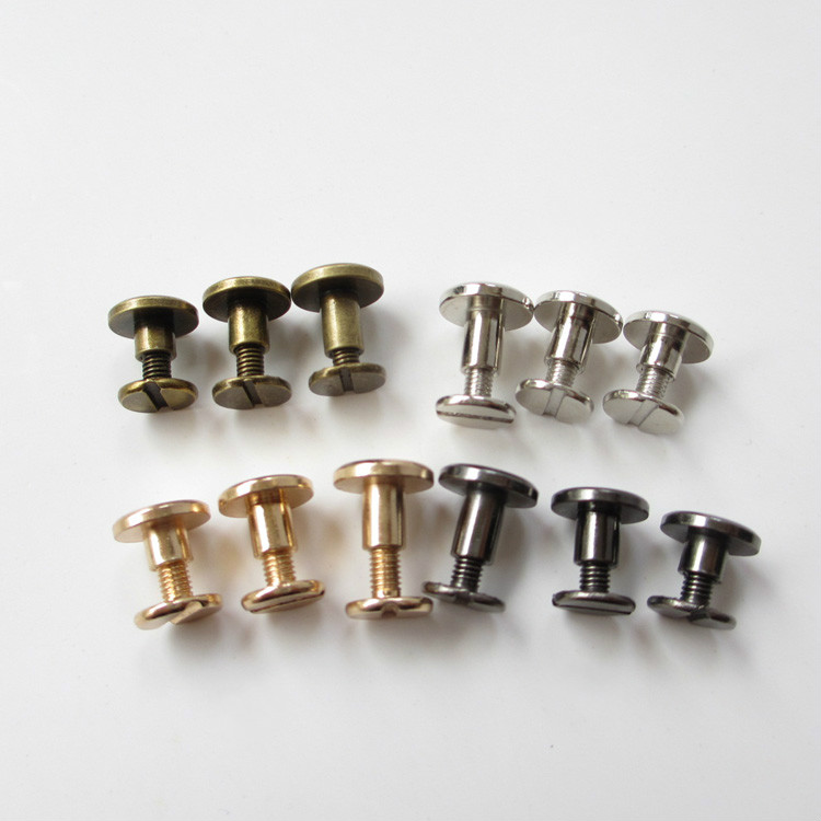 10Pcs Flat Head Metal Screw Studs Nail Rivets Tacks Button for Leather Craft USA 