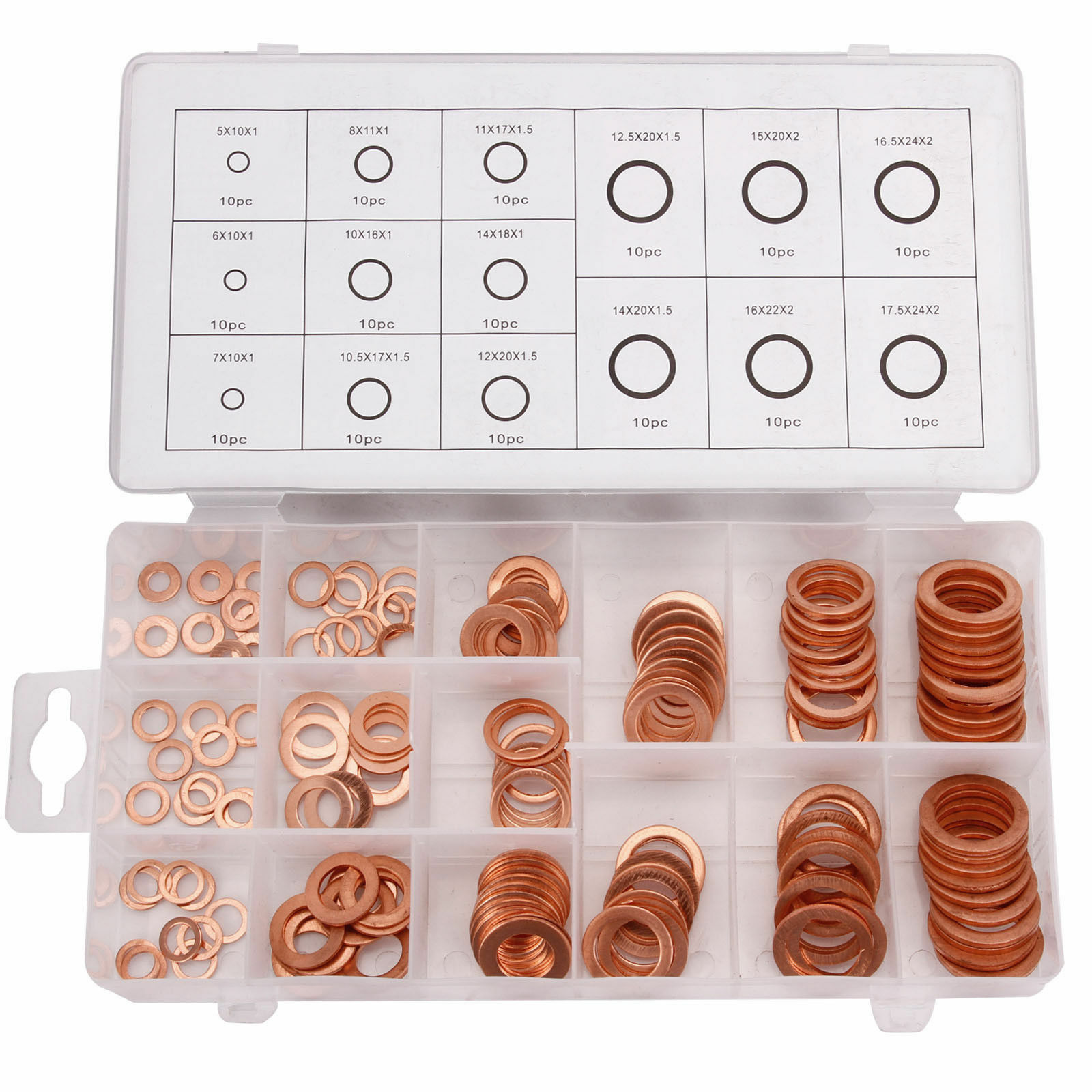 Assorted Solids Coppers Crush Washers Seal Flat Rings Gasket Kit Plug Washer - Picture 12 of 13
