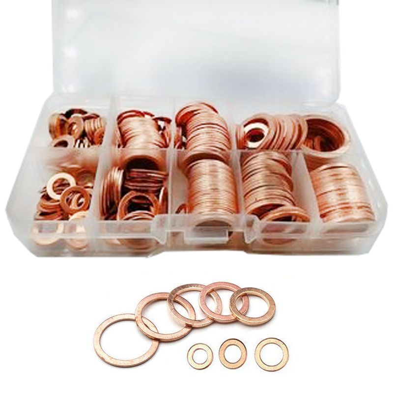 Assorted Solids Coppers Crush Washers Seal Flat Rings Gasket Kit Plug Washer - Picture 9 of 13