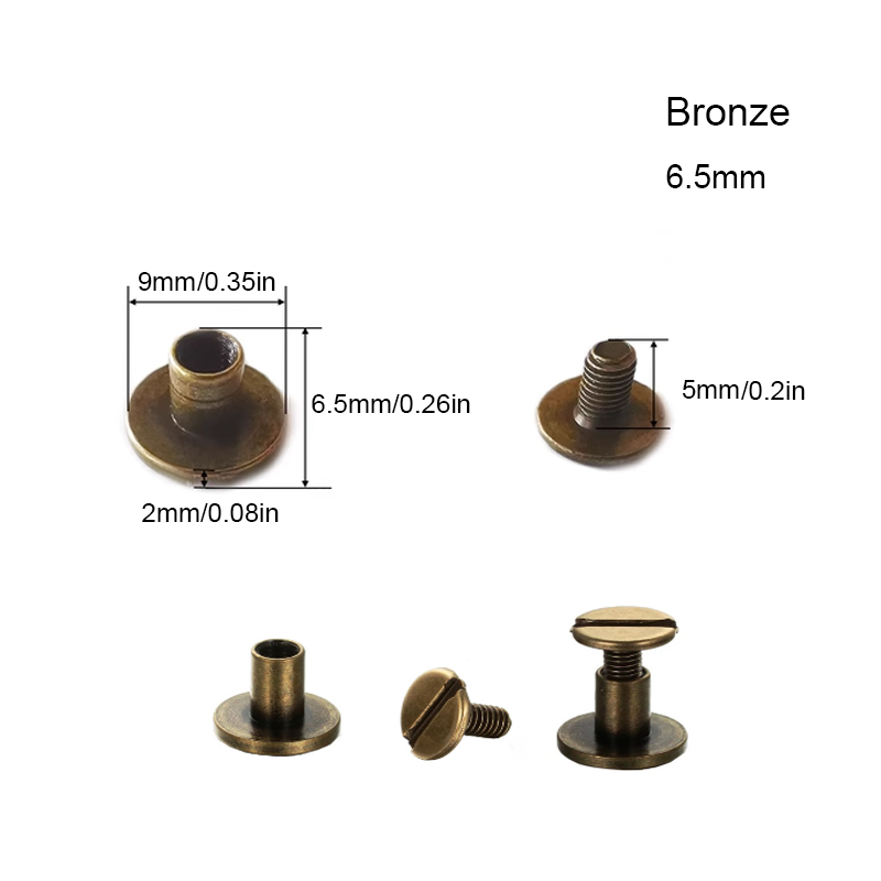 20 Chicago screws with rivets, screw heads 5mm, 6.5mm, 8mm bound book - Picture 32 of 36