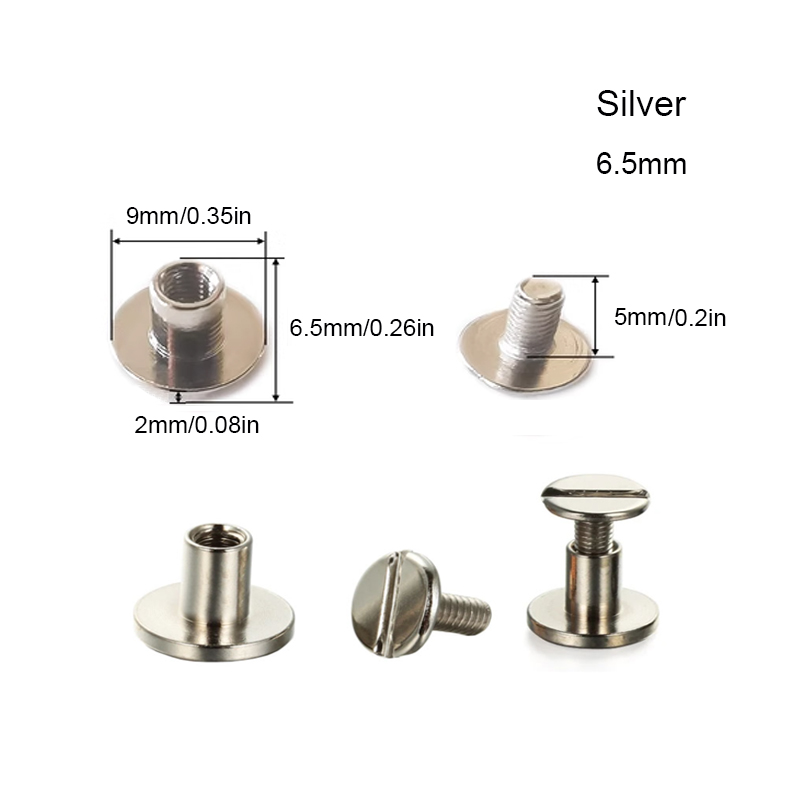 20 Chicago screws with rivets, screw heads 5mm, 6.5mm, 8mm bound book - Picture 29 of 36