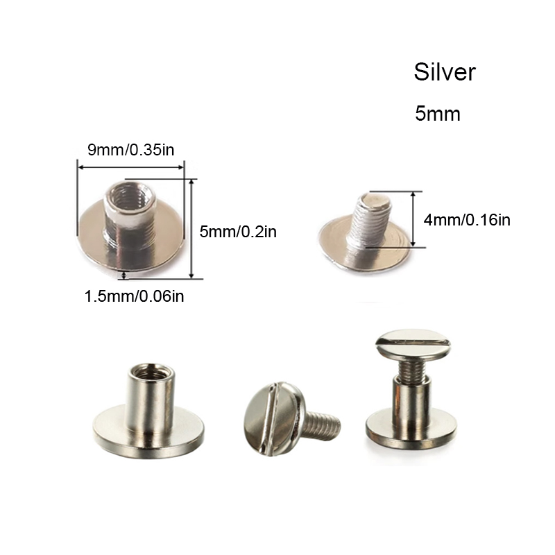 20 Chicago screws with rivets, screw heads 5mm, 6.5mm, 8mm bound book - Picture 25 of 36