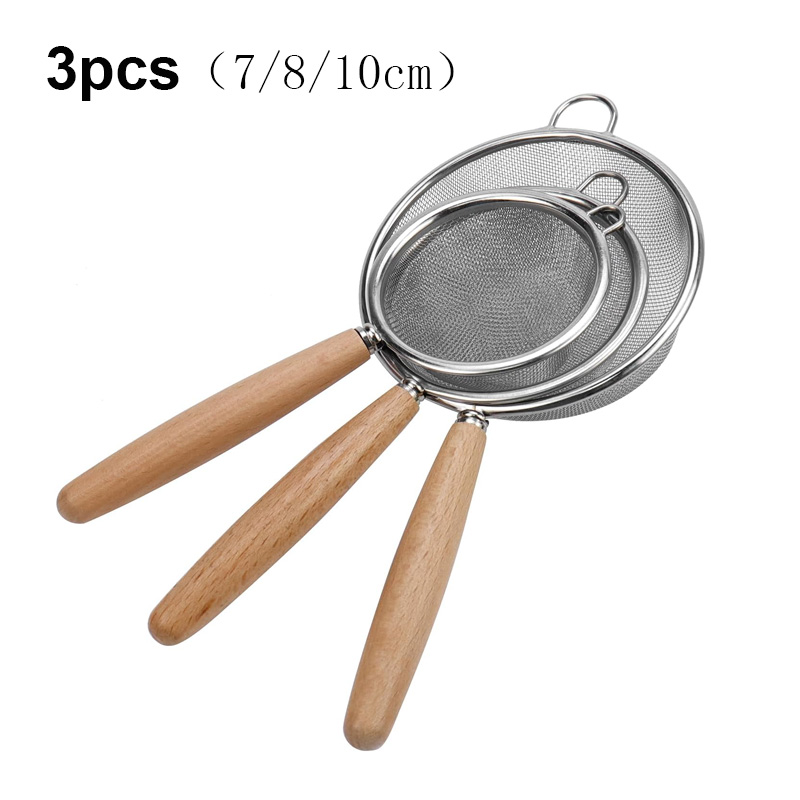 7-20cm Stainlesss Steel Wire Mesh Sieve With Wooden Handle Kitchen Strainer - Picture 16 of 18