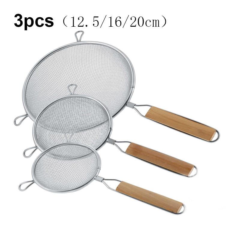 7-20cm Stainlesss Steel Wire Mesh Sieve With Wooden Handle Kitchen Strainer - Picture 17 of 18