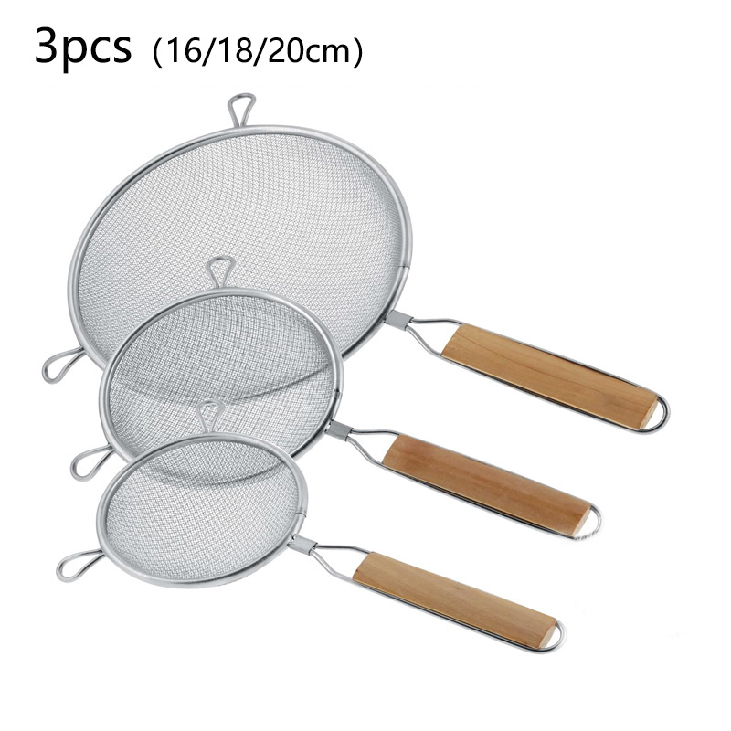7-20cm Stainlesss Steel Wire Mesh Sieve With Wooden Handle Kitchen Strainer - Picture 18 of 18