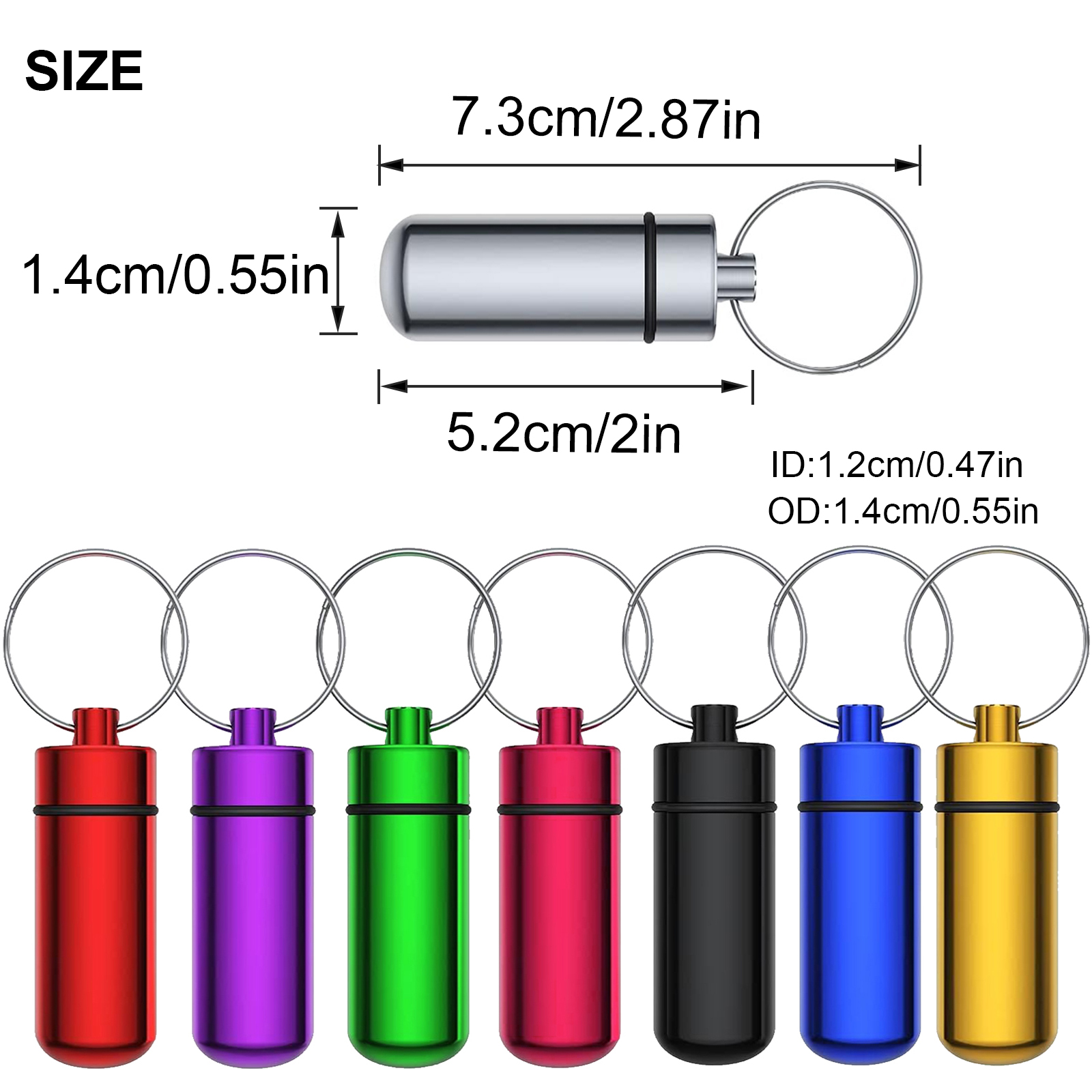 Aluminium Bottle Water-proof Pill Case Box Sealing Keychain Outdoor Tool - Picture 17 of 17
