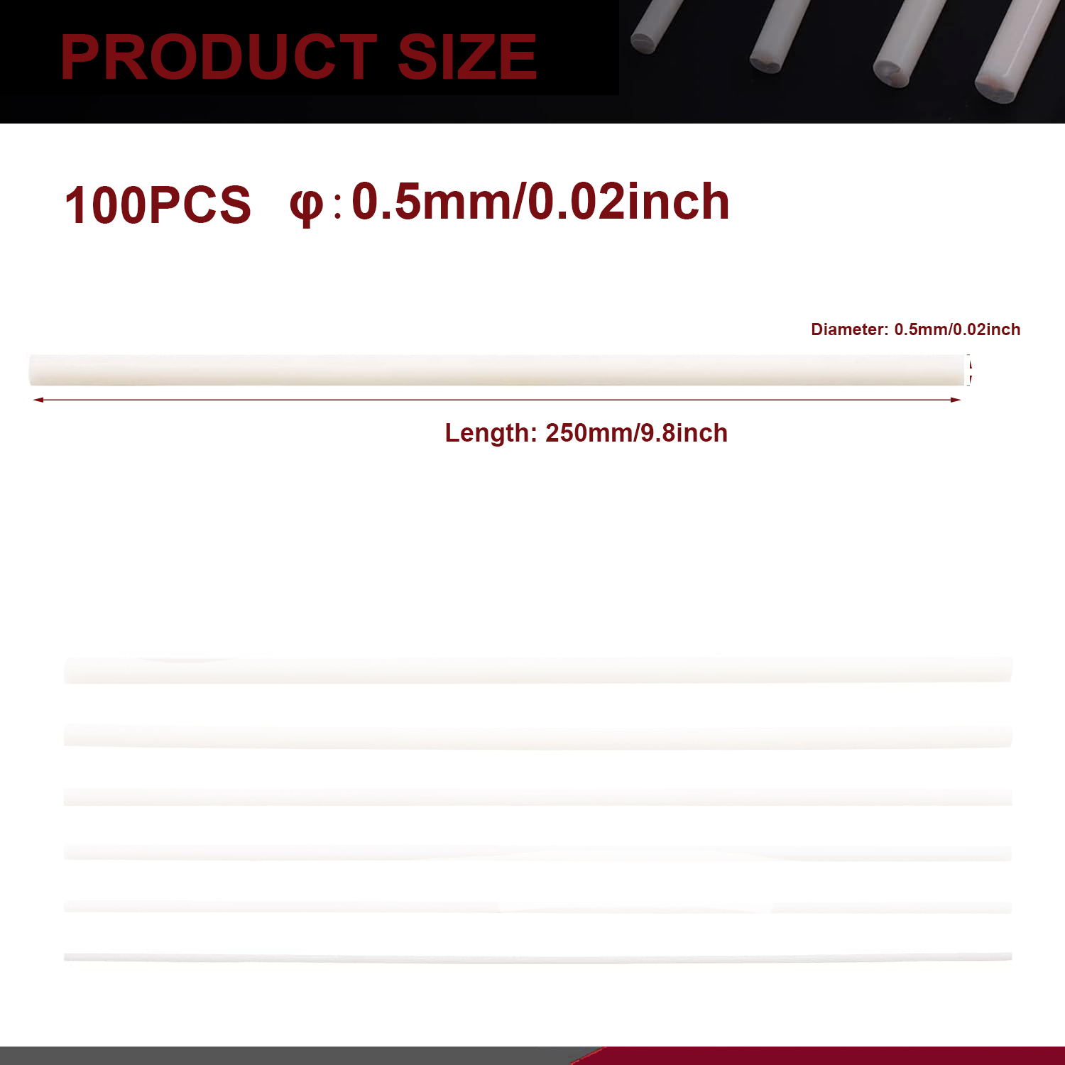 5-100Pcs ABS Styrene Plastic Round Bar Rod, Diameter 0.5mm-10mm Length 250mm - Picture 11 of 16