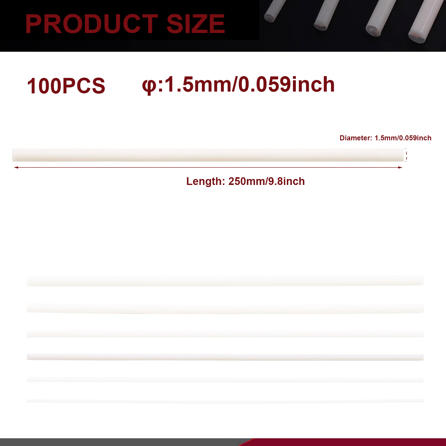 5-100Pcs ABS Styrene Plastic Round Bar Rod, Diameter 0.5mm-10mm Length 250mm - Picture 13 of 16