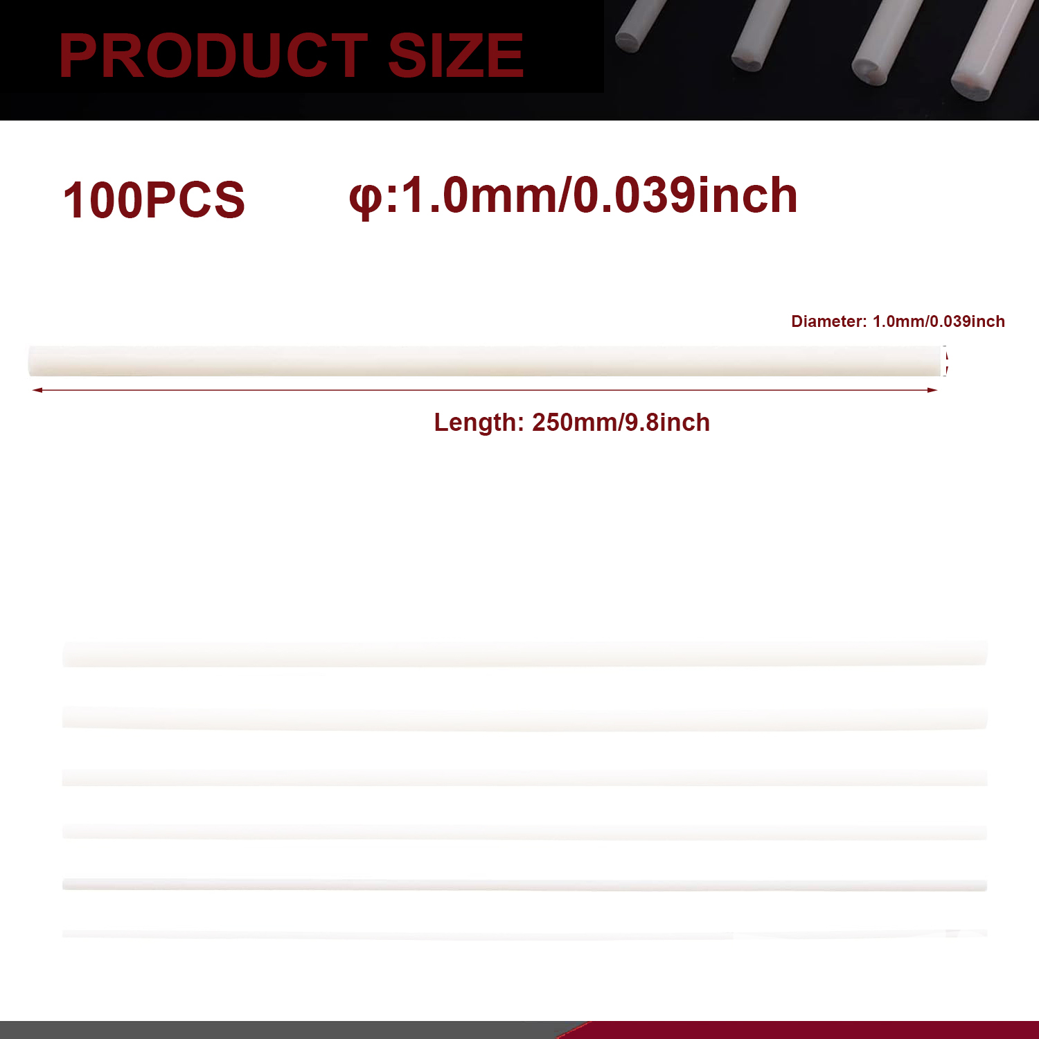 5-100Pcs ABS Styrene Plastic Round Bar Rod, Diameter 0.5mm-10mm Length 250mm - Picture 12 of 16