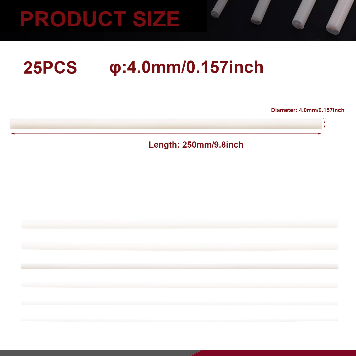 5-100Pcs ABS Styrene Plastic Round Bar Rod, Diameter 0.5mm-10mm Length 250mm - Picture 14 of 16