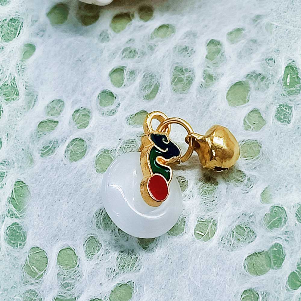 Zinc alloy matte golds imitation jade lotuss root safety buckles pendant - Picture 30 of 40
