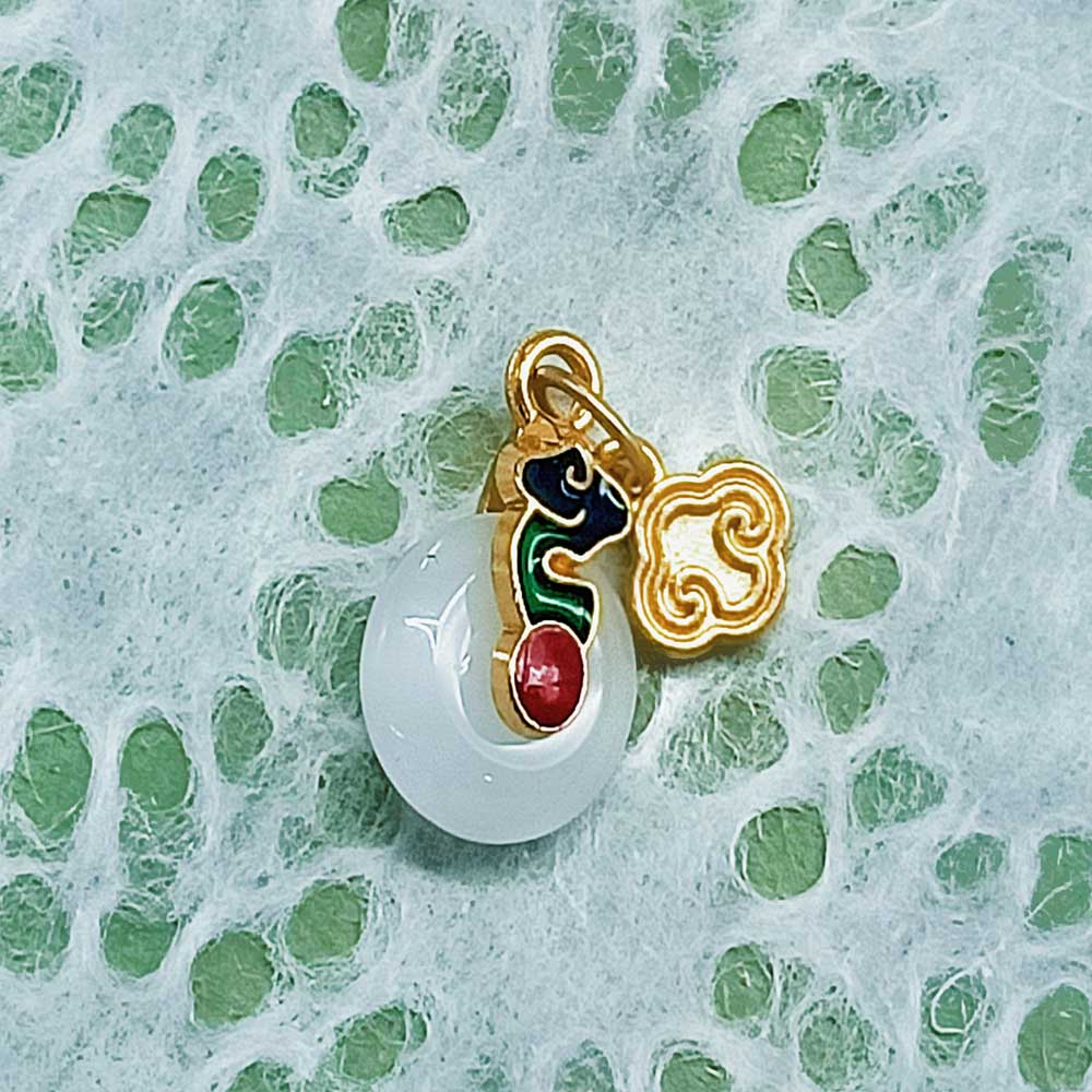 Zinc alloy matte golds imitation jade lotuss root safety buckles pendant - Picture 29 of 40