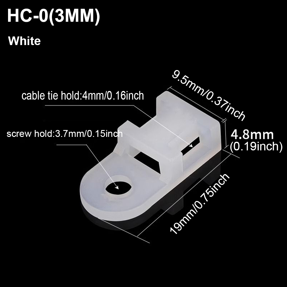 100x Cable Zip Ties Base Mount Screw Fixing Wire Holder Organizer white,black ﻿