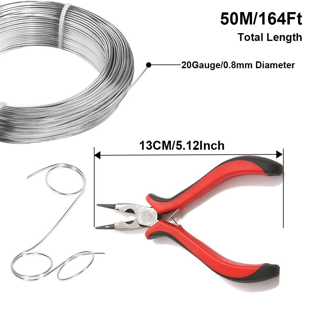 0,8 mm-1,4 mm Silber Aluminiumdraht 50 m (164 Fuß) Biegbar Metalldraht für Handwerk, Scu - Bild 16 von 19
