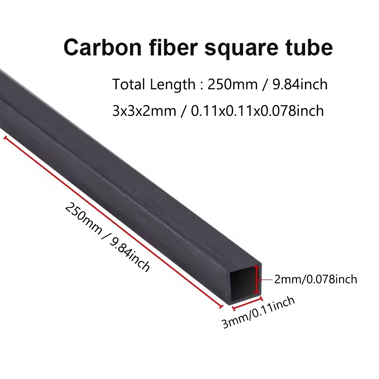 Square Tube Pultruded Carbon Carbon Fiber Tube Carbon Square Tube
