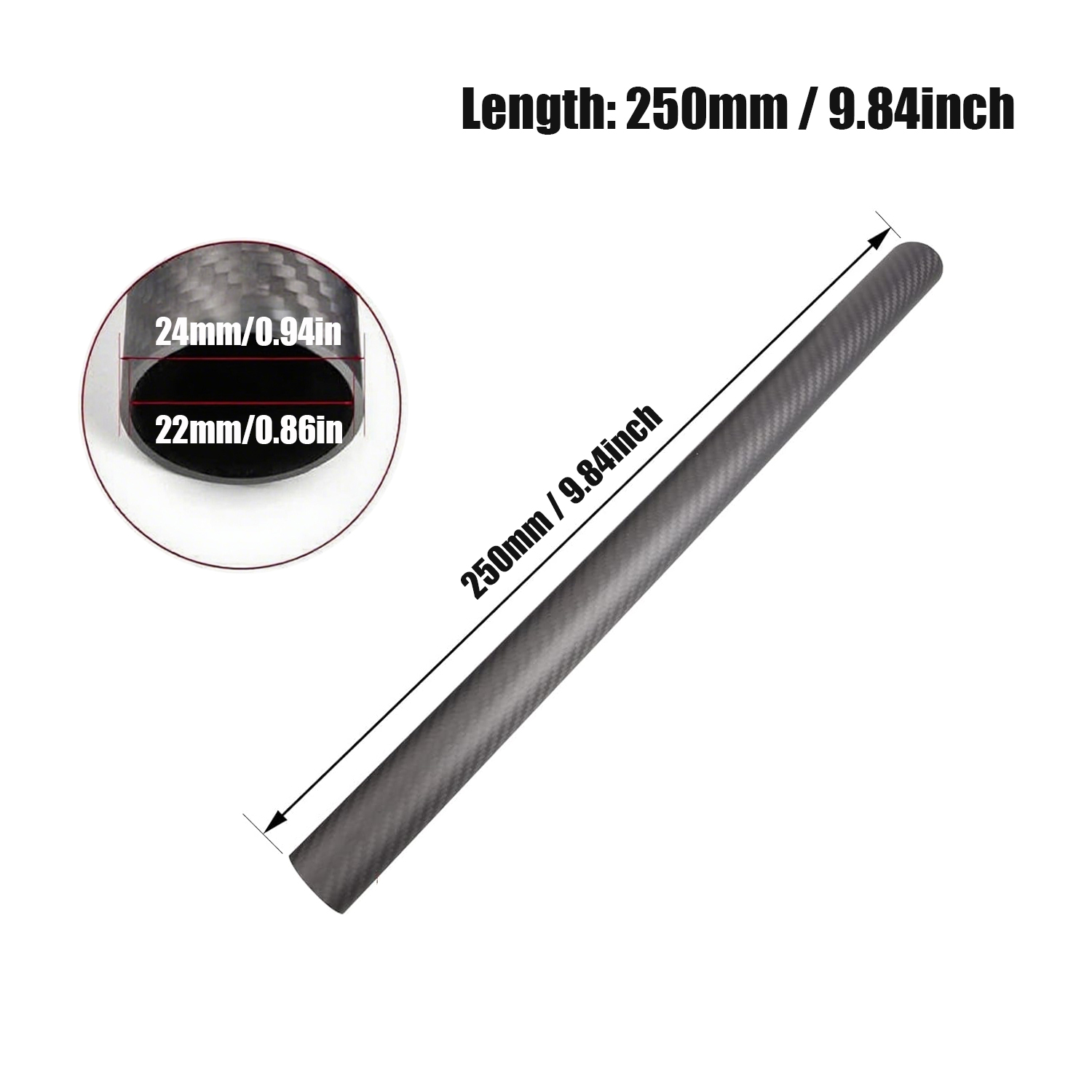 Matte Twill Fibre 3k Carbon Fiber Tube OD From 5mm to 28mm 250mm Length - Picture 20 of 24
