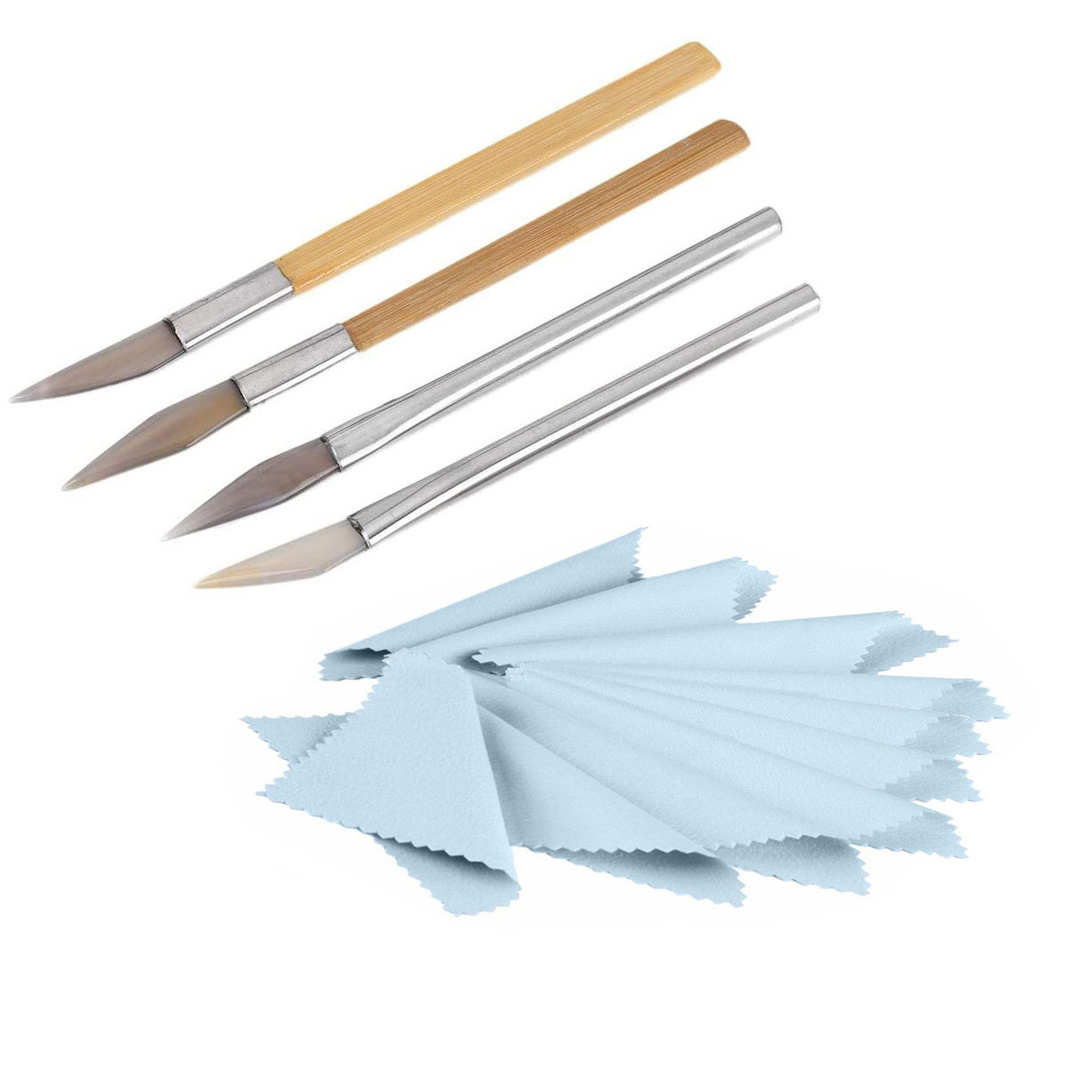 Agate-Knife Edged Burnisher Set Polishing Tools Carving Precious Metal - Foto 29 di 29