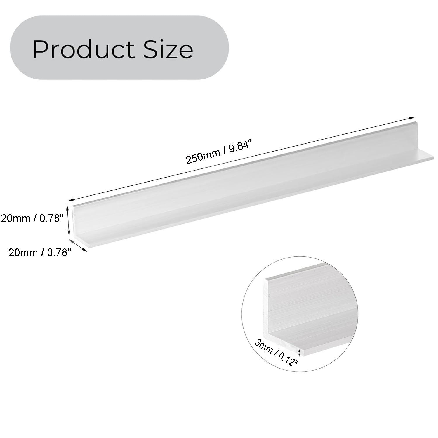6061 250mm Aluminum Angle L-shaped Aluminum Alloy Edging Triangle Profile ﻿