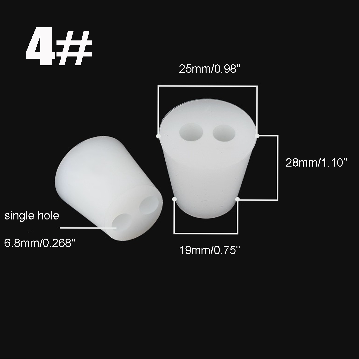 Lab silicone Stoppers,  White Tapered Plugs for Chemistry Flask &amp; Test Tube