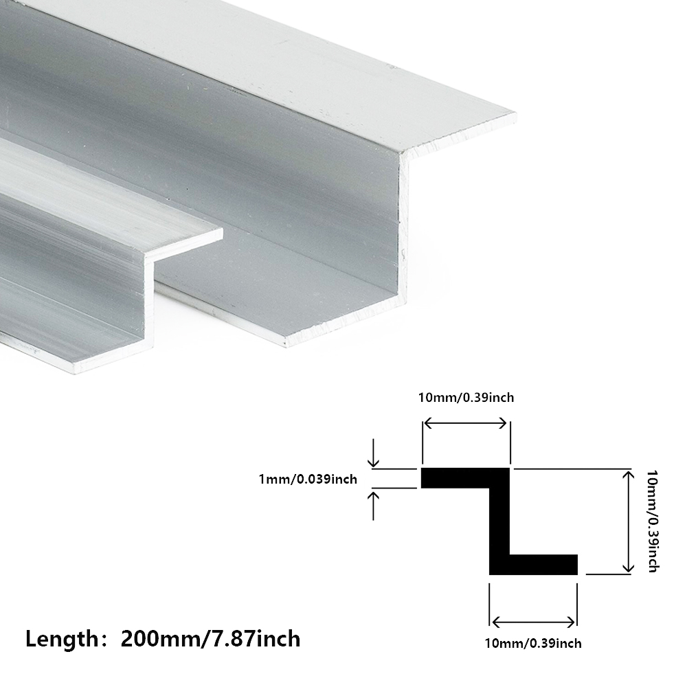 Z-Shaped Aluminum Profile 10-25mm Width, 8-16mm Height, 200mm Length