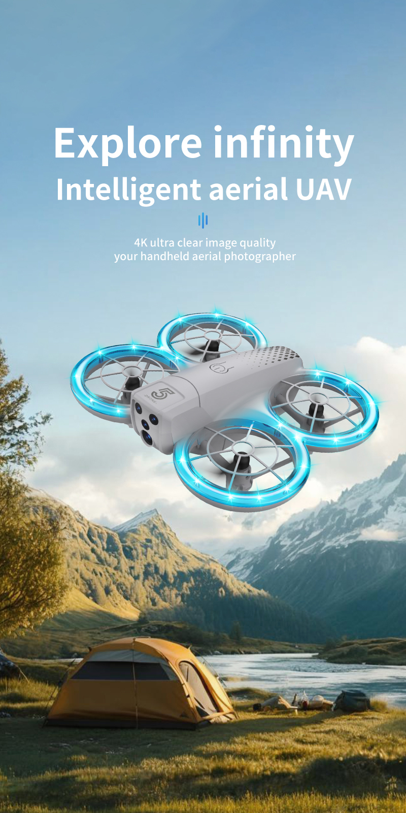 Image showing the CZ05 Mini Drone (White version) and its standard package contents: Remote control, Battery pack, Charging cable, Fan blades, Screwdriver, and Instruction Manuals.