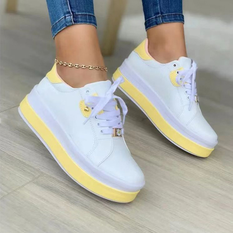 Women's Platform Casual Shoes Lace Up Sneakers Breathable Comfy Sports Shoes  | eBay