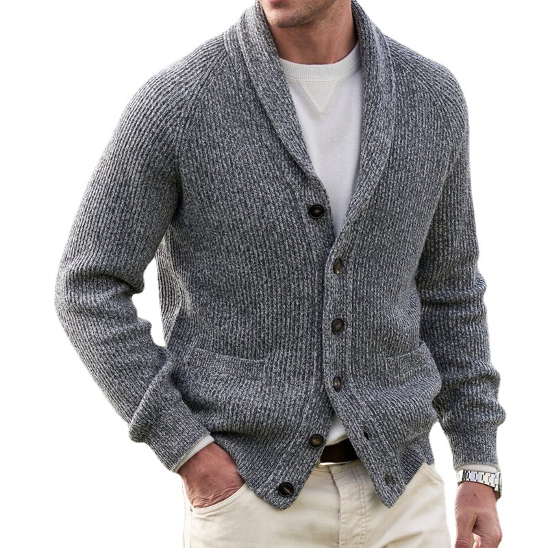Autumn and Winter Men's Cardigan Sweater Slim Fit Knitted Wool Button Knitwear - Picture 7 of 7