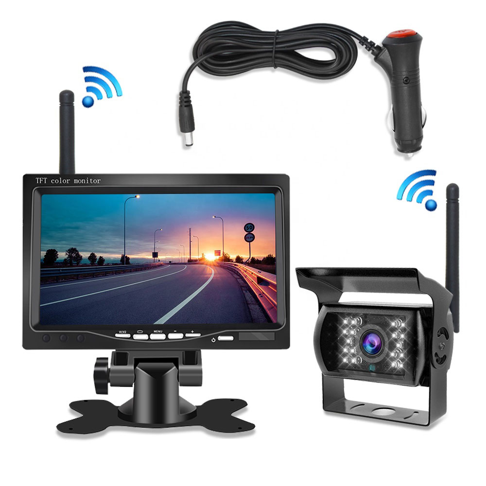 Wireless Backup Rear View Camera System 7" Monitor Night Vision For RV Truck Bus