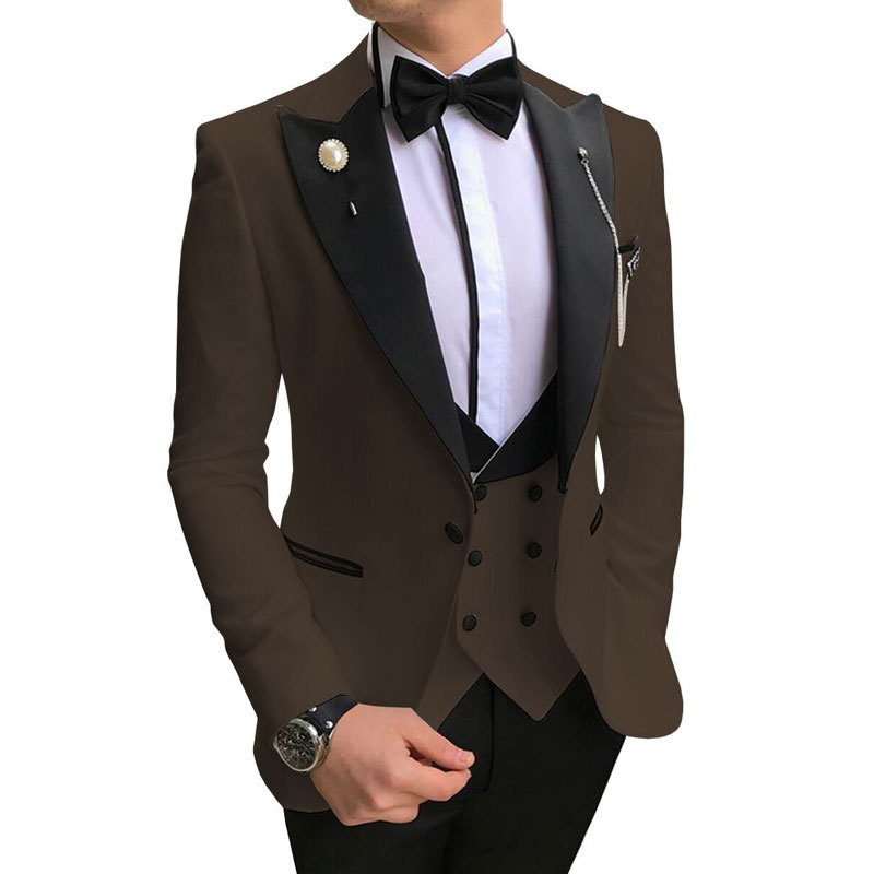 Men Suit (Jacket+Pants+Vest) 3 Piece Set Slim Groom Tuxedo Wedding Evening Party