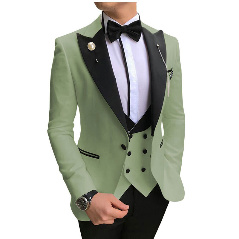 Men Suit (Jacket+Pants+Vest) 3 Piece Set Slim Groom Tuxedo Wedding Evening Party