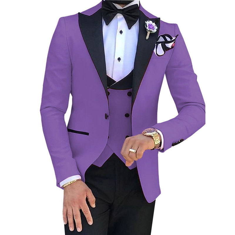 Men Suit (Jacket+Pants+Vest) 3 Piece Set Slim Groom Tuxedo Wedding Evening Party