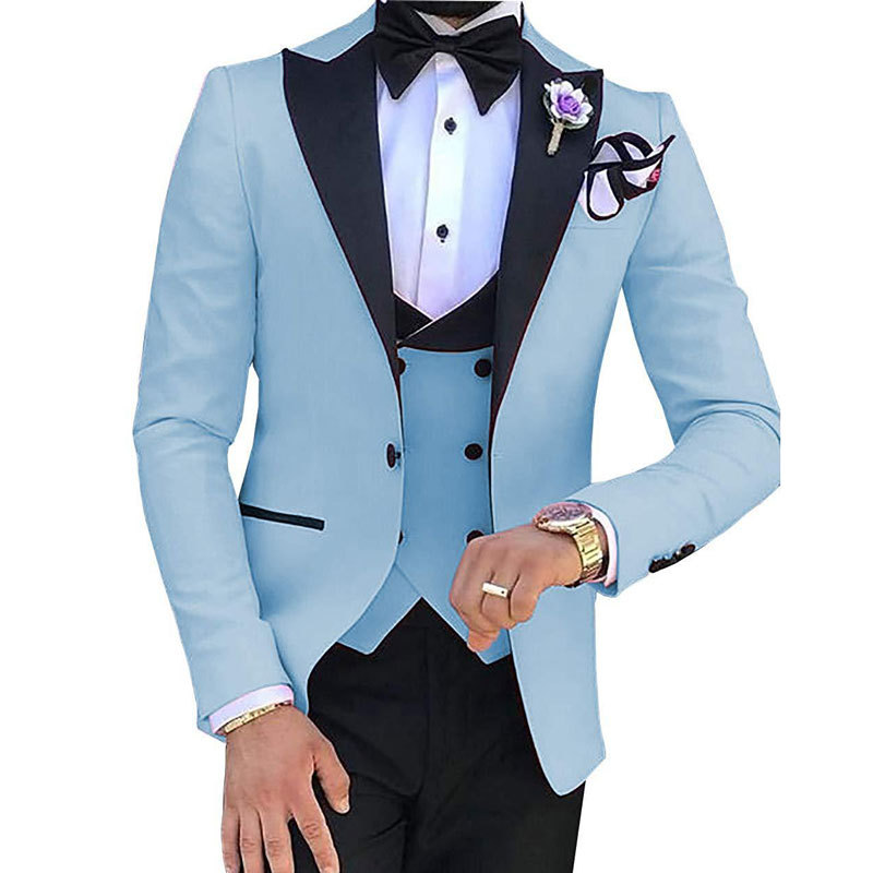 Men Suit (Jacket+Pants+Vest) 3 Piece Set Slim Groom Tuxedo Wedding Evening Party