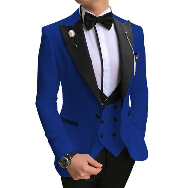 Men Suit (Jacket+Pants+Vest) 3 Piece Set Slim Groom Tuxedo Wedding Evening Party