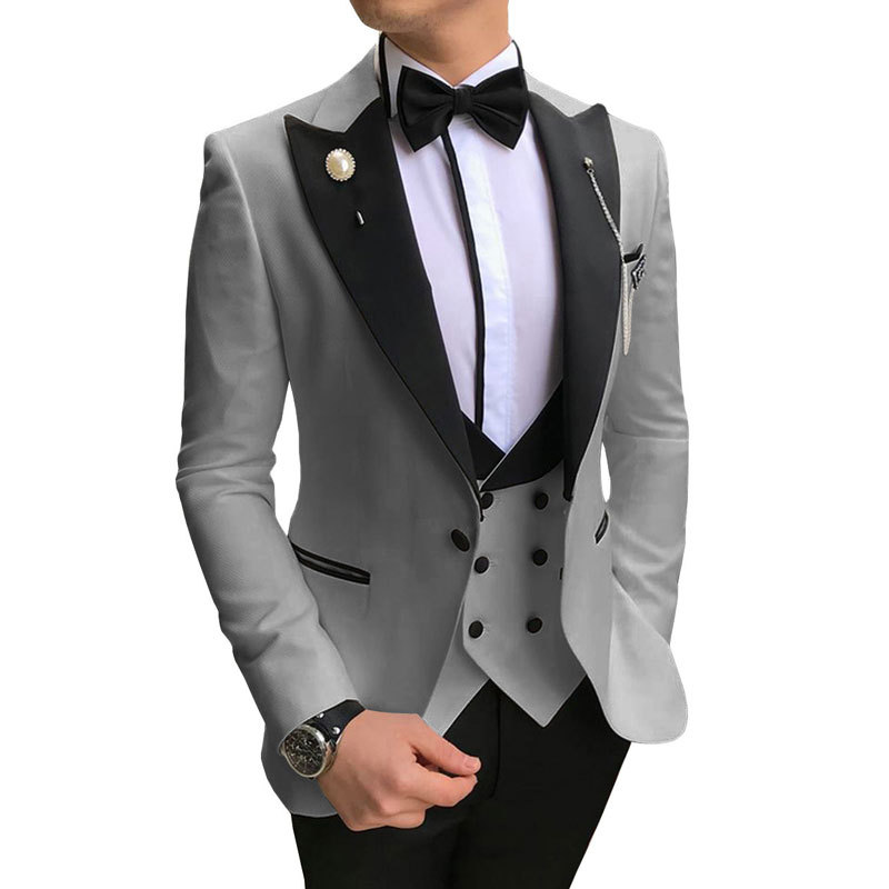 Men Suit (Jacket+Pants+Vest) 3 Piece Set Slim Groom Tuxedo Wedding Evening Party