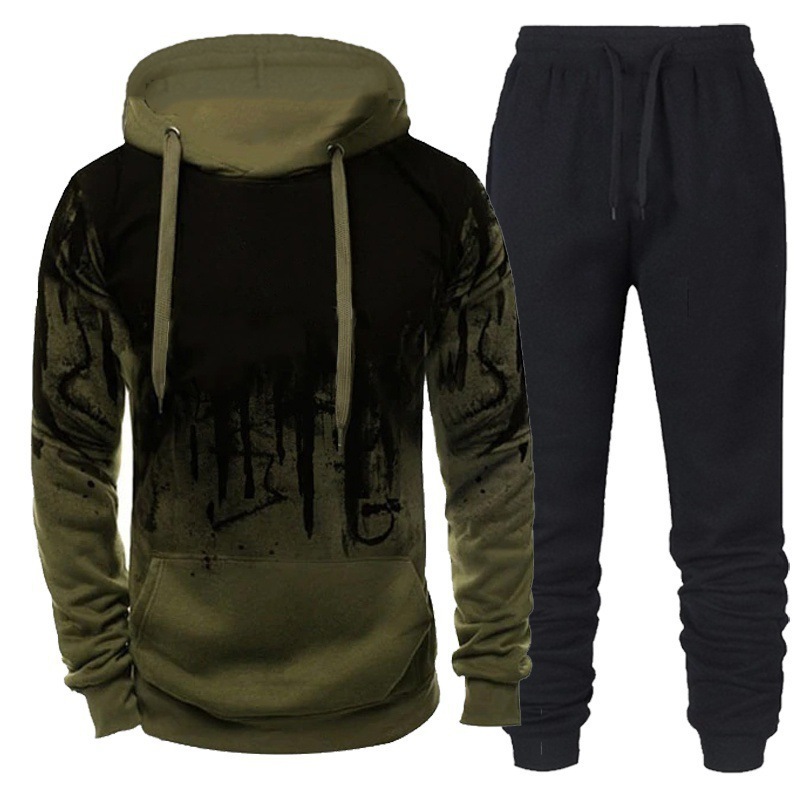 2024 Mens New Tracksuit Hoodies+Black Sweatpants Male Casual Sports Jogging Sets - Picture 13 of 13