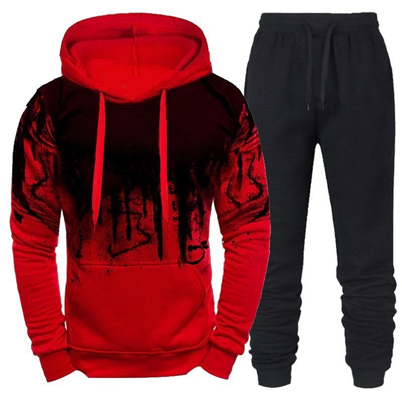 2024 Mens New Tracksuit Hoodies+Black Sweatpants Male Casual Sports Jogging Sets - Picture 12 of 13