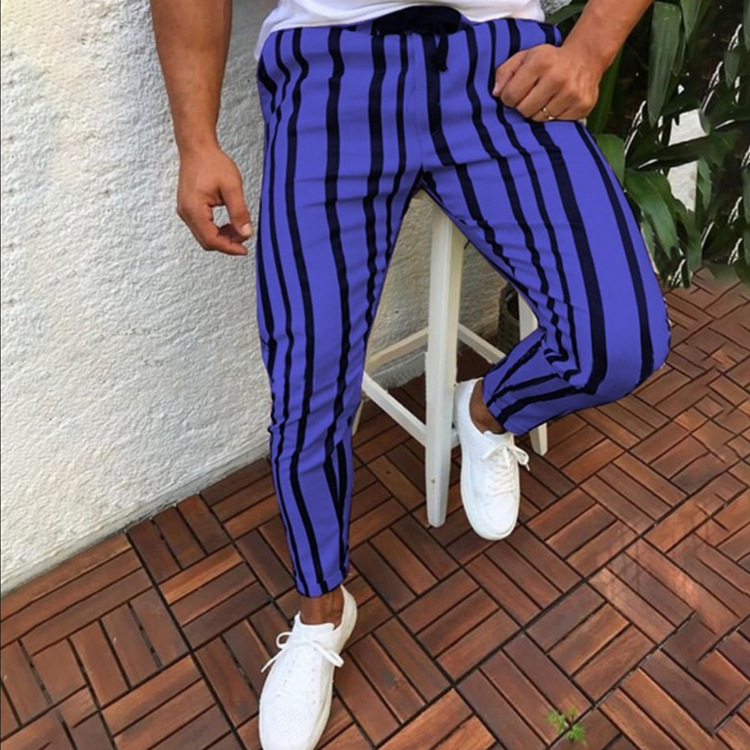 Mens Suit Pants Casual Slim Stripes Pants Business Office Long Dress Trousers - Picture 16 of 17