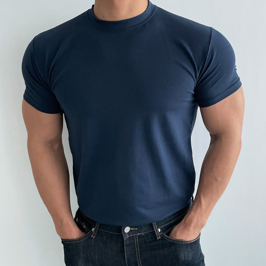 Mens Tops Short Sleeve T-Shirts Mock Neck Slim Fit Muscle Gym Running Sport Tee - Picture 23 of 24