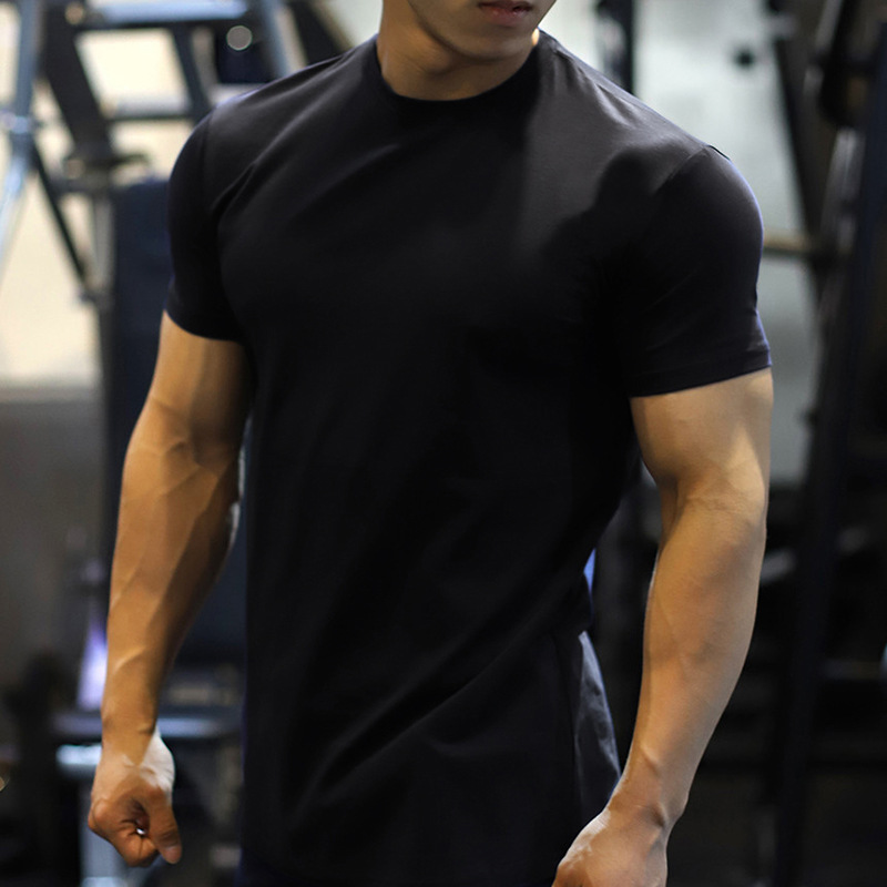 Men's Shirt Turtleneck Undershirt Gym Slim Fit Short Sleeve Workout T-Shirts Tee