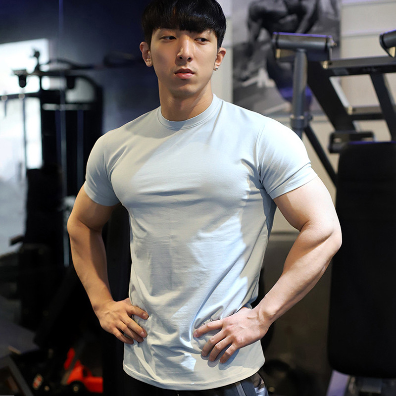 Men's Shirt Turtleneck Undershirt Gym Slim Fit Short Sleeve Workout T-Shirts Tee