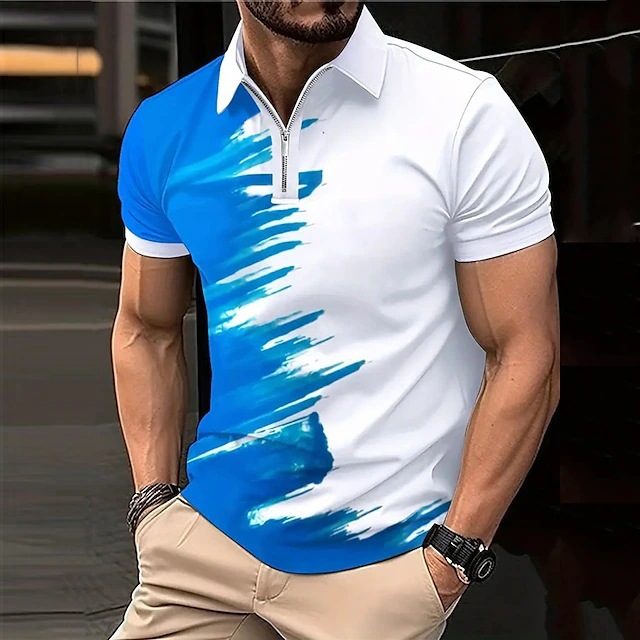 Mens Short Sleeve T Shirt 3D Print Shirts Summer Tops Slim Fit Casual Pullover