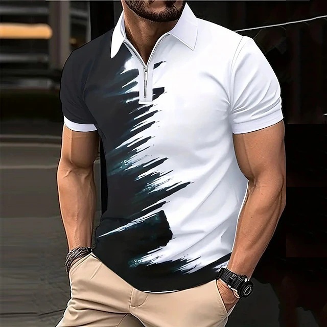 Mens Short Sleeve T Shirt 3D Print Shirts Summer Tops Slim Fit Casual Pullover