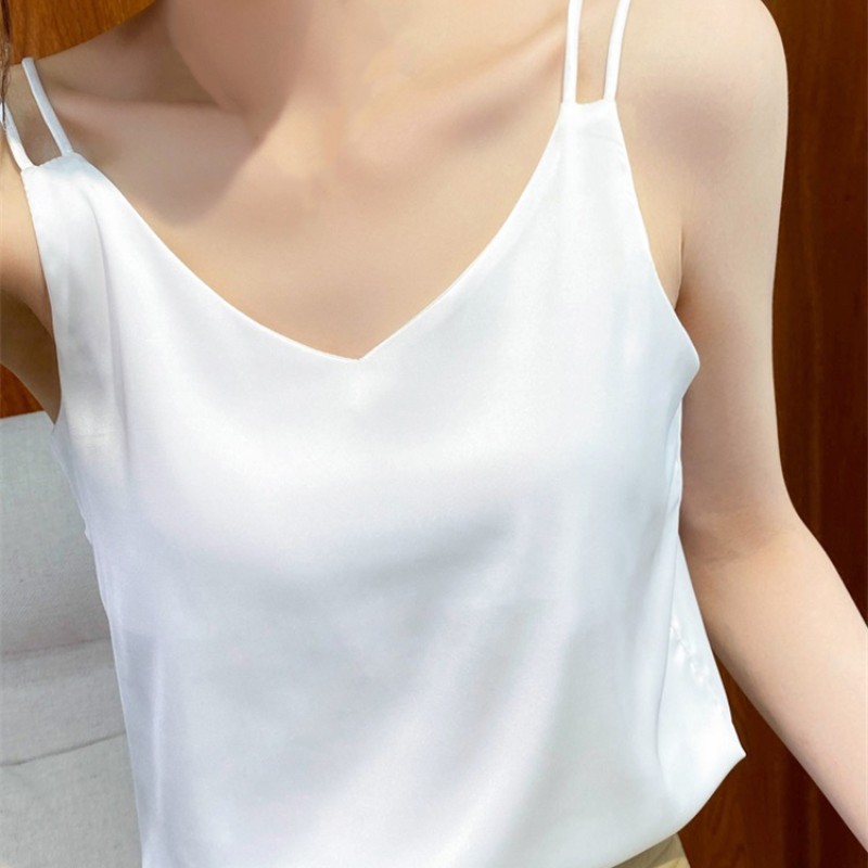 Camisole Mulberry Silk Sexy Tops Womens V Neck Summer Blouse Casual Shirt Tee